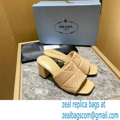 prada Quilted nappa leather thick heeled sandals beige 2022