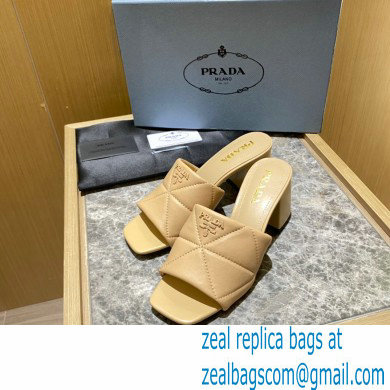 prada Quilted nappa leather thick heeled sandals beige 2022