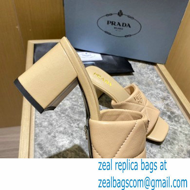 prada Quilted nappa leather thick heeled sandals beige 2022