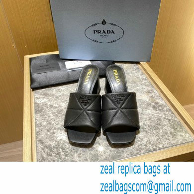 prada Quilted nappa leather thick heeled sandals black 2022