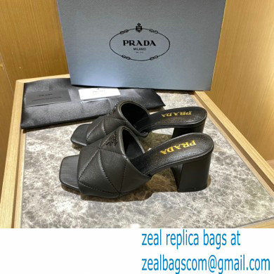 prada Quilted nappa leather thick heeled sandals black 2022