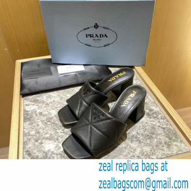 prada Quilted nappa leather thick heeled sandals black 2022