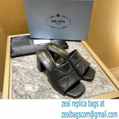 prada Quilted nappa leather thick heeled sandals black 2022