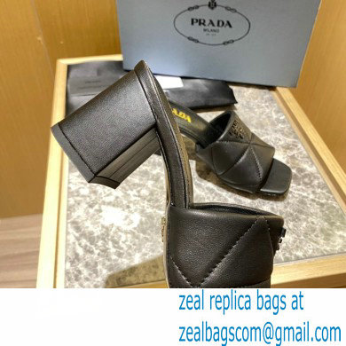 prada Quilted nappa leather thick heeled sandals black 2022