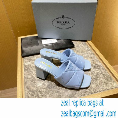 prada Quilted nappa leather thick heeled sandals blue 2022