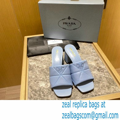 prada Quilted nappa leather thick heeled sandals blue 2022