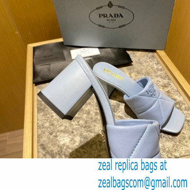 prada Quilted nappa leather thick heeled sandals blue 2022