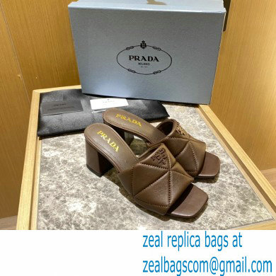 prada Quilted nappa leather thick heeled sandals coffee 2022