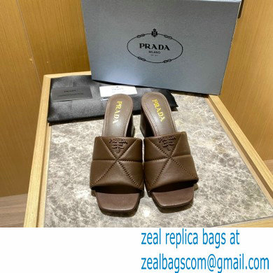 prada Quilted nappa leather thick heeled sandals coffee 2022