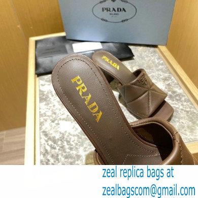 prada Quilted nappa leather thick heeled sandals coffee 2022