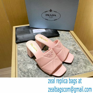 prada Quilted nappa leather thick heeled sandals pink 2022