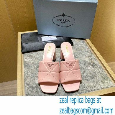 prada Quilted nappa leather thick heeled sandals pink 2022