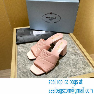 prada Quilted nappa leather thick heeled sandals pink 2022