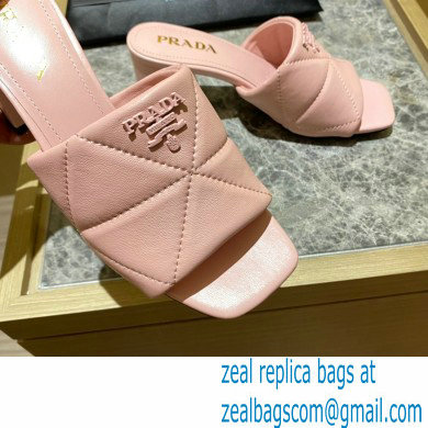 prada Quilted nappa leather thick heeled sandals pink 2022