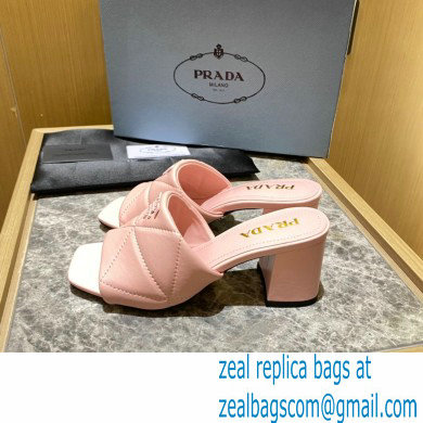 prada Quilted nappa leather thick heeled sandals pink 2022