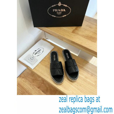 prada nappa leather espadrille slides black 2022