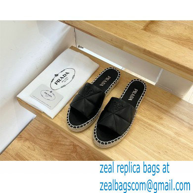 prada nappa leather espadrille slides black 2022