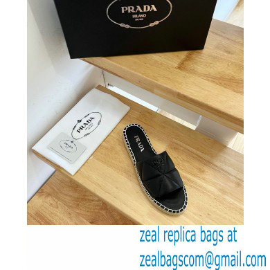 prada nappa leather espadrille slides black 2022