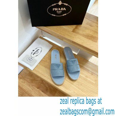 prada nappa leather espadrille slides blue 2022