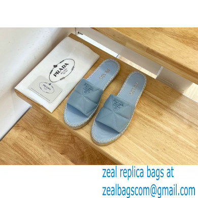 prada nappa leather espadrille slides blue 2022 - Click Image to Close