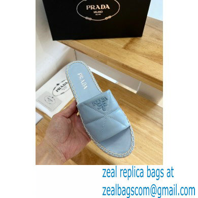 prada nappa leather espadrille slides blue 2022