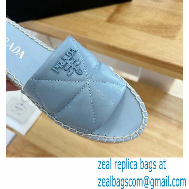 prada nappa leather espadrille slides blue 2022