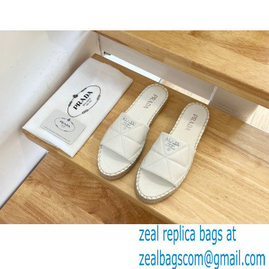 prada nappa leather espadrille slides white 2022