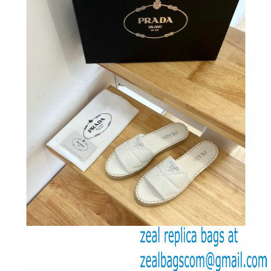 prada nappa leather espadrille slides white 2022 - Click Image to Close