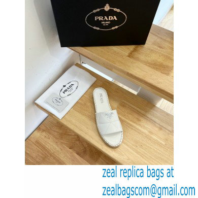 prada nappa leather espadrille slides white 2022 - Click Image to Close