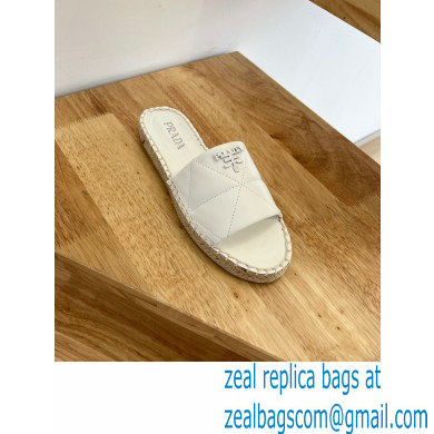 prada nappa leather espadrille slides white 2022