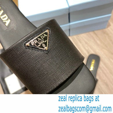 prada saffiano leather slides black 2022 - Click Image to Close