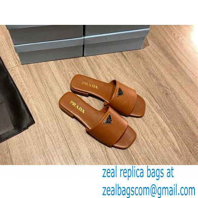 prada saffiano leather slides brown 2022