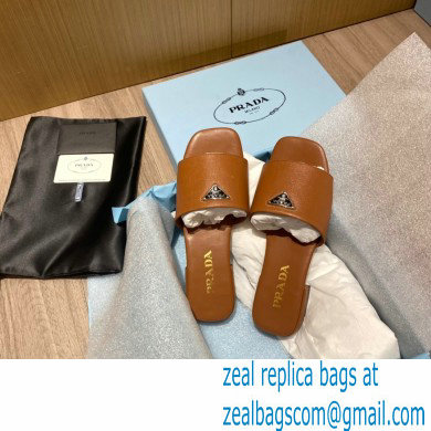 prada saffiano leather slides brown 2022
