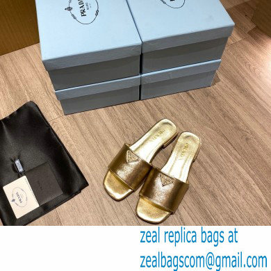 prada saffiano leather slides gold 2022 - Click Image to Close