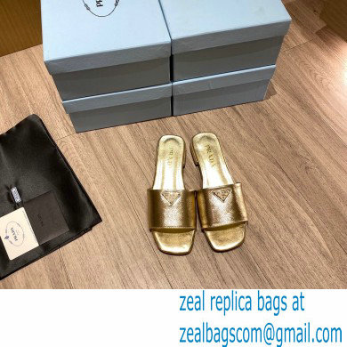 prada saffiano leather slides gold 2022 - Click Image to Close