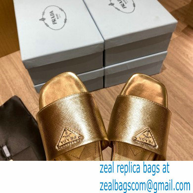 prada saffiano leather slides gold 2022 - Click Image to Close