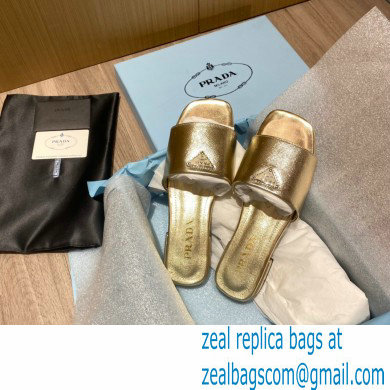 prada saffiano leather slides gold 2022 - Click Image to Close