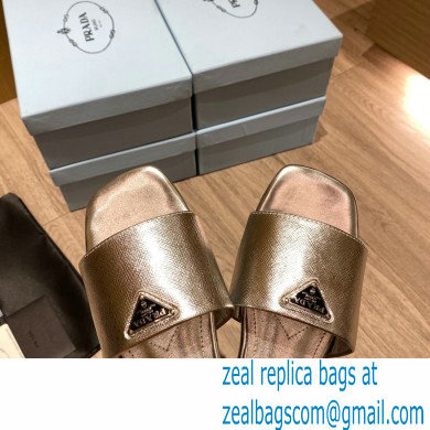 prada saffiano leather slides silver 2022