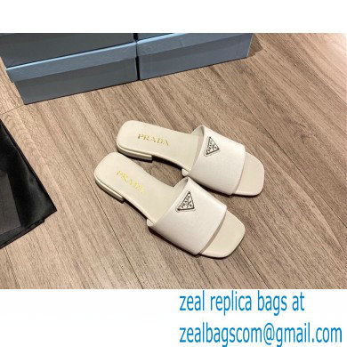 prada saffiano leather slides white 2022