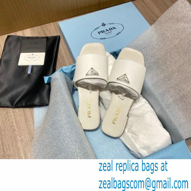 prada saffiano leather slides white 2022