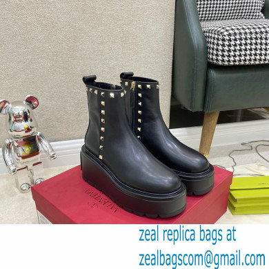 valentino UNIQUEFORM black CALFSKIN ANKLE BOOT 85 MM WITH STUDS