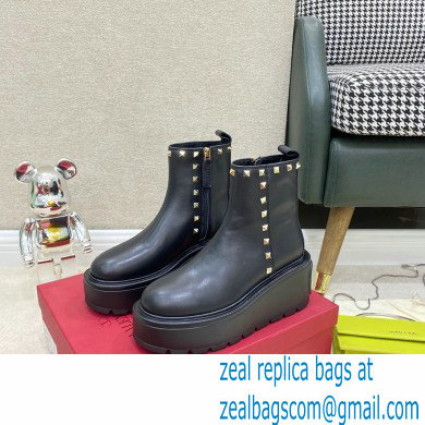 valentino UNIQUEFORM black CALFSKIN ANKLE BOOT 85 MM WITH STUDS