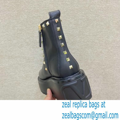 valentino UNIQUEFORM black CALFSKIN ANKLE BOOT 85 MM WITH STUDS