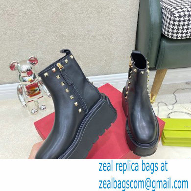 valentino UNIQUEFORM black CALFSKIN ANKLE BOOT 85 MM WITH STUDS