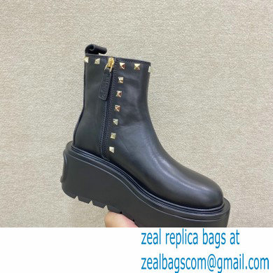 valentino UNIQUEFORM black CALFSKIN ANKLE BOOT 85 MM WITH STUDS