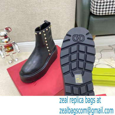 valentino UNIQUEFORM black CALFSKIN ANKLE BOOT 85 MM WITH STUDS