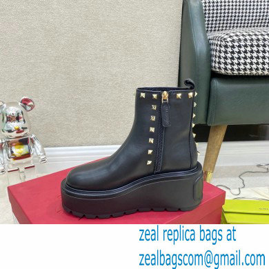 valentino UNIQUEFORM black CALFSKIN ANKLE BOOT 85 MM WITH STUDS