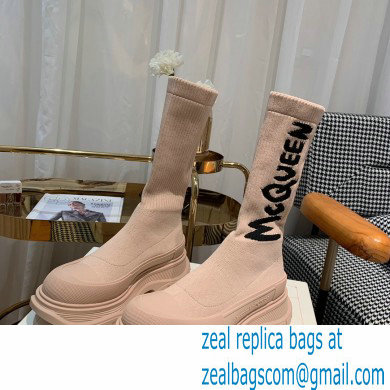 Alexander Mcqueen Graffiti Knit Tread Slick Boots Camel 2022 - Click Image to Close
