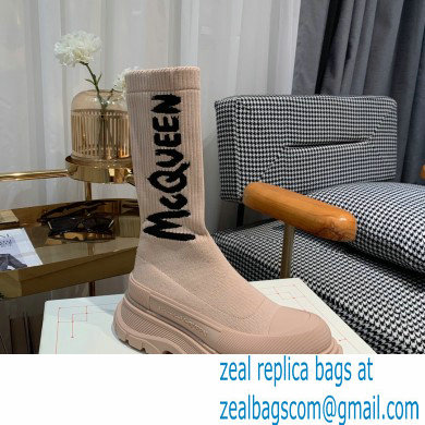Alexander Mcqueen Graffiti Knit Tread Slick Boots Camel 2022 - Click Image to Close