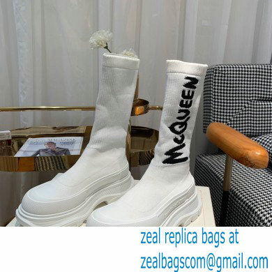 Alexander Mcqueen Graffiti Knit Tread Slick Boots White 2022